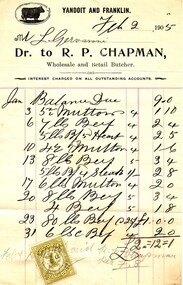 Image, Invoice fron R.P. Chapman, of Yandoit and Franklin, 1905, 02/02/1905