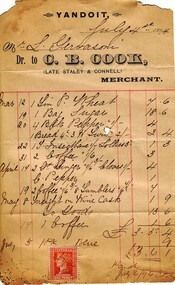 Image, Invoice from C.B. Cook, of Yandoit, 1894, 04/07/1904