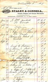 Image, Invoice from Staley and Connell, Grocers, Drapers and General Merchants, of Yandoit, 1888, 05/02/1888