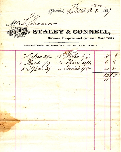 Document - Image, Invoice from David G. Staley, Grocer, Drapers ...