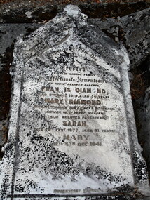 Photograph - Colour, Gravestone, Sarah Diamond, Ballarat Old Cemetery, 1877