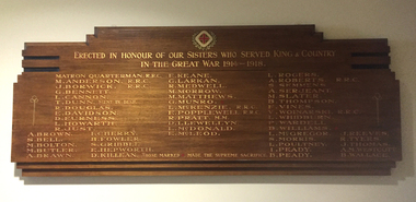Photograph, Ballarat Trained World War One Nurses Honour Board from the Ballarat Base Hospital, 2017