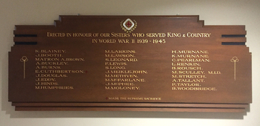 Photograph - colour, Ballarat Trained World War Two Nurses Honour Board from the Ballarat Base Hospital, 2017, 2017