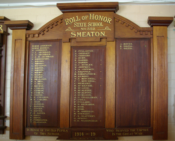 Photograph - Photograph - Colour, Clare Gervasoni, Smeaton World War One Honour Board, 06/10/2013