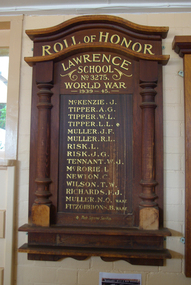 Photograph - Photograph - Colour, Clare Gervasoni, Lawrence School No. 3275 World War Two Honour Board, 06/10/2013