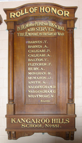 Photograph - Colour, Clare Gervasoni, Kangaroo Hills School No 881 World War One Honour Board, 06/10/2013
