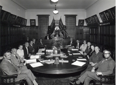Photograph - Photograph - Black and White, City of Kew Councillors at the last Meeting in the Kew Town Hall, Walpole Street, c1972