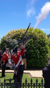 40th regiment re-enactors fire muskets