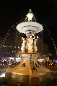 Charing Cross Bendigo during White Night Bendigo, Featuring the Alexandra Fountain, 2018