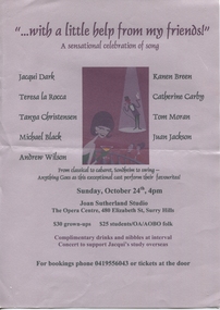 Booklet - Program, With a Little help from my Friends - Jacqueline Dark, 24 October