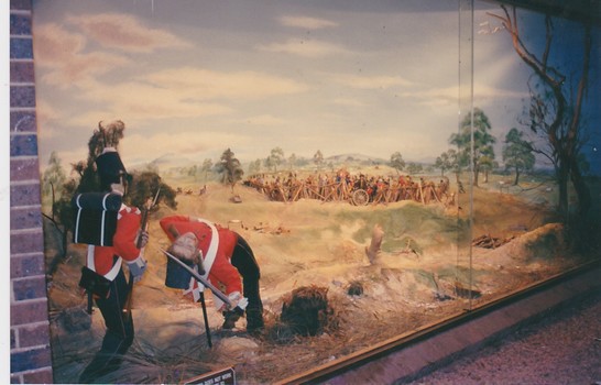 Two Soldiers stand in front of the Eureka Stockade