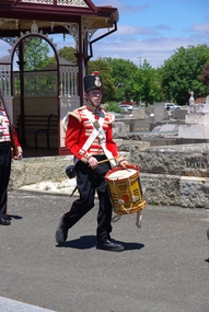 Photograph - Colour, Clare Gervasoni, 40th Regiment 'Drummer Boy' at the Ballaarat Old Cemtery, Eureka Sunday, 2013, 2013