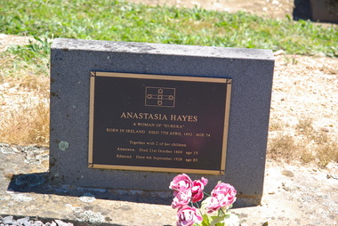 Photograph - Photograph - Colour, Clare Gervasoni, Anastasia Hayes Gravestone at the Ballaarat Old Cemtery, Eureka Sunday, 2013, 2013