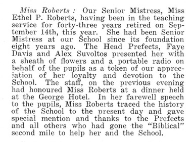 Newspaper - Newspaper article, Miss Roberts, Ballarat East High School
