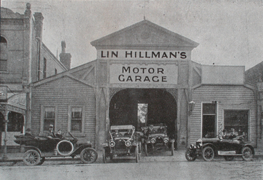 Photograph - Photograph - Black and White, Lin Hillman's Motor Garage, Ballarat, c1916, c1916