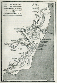 Map, Australian Inland Exploration, 1815-1928, 1815-1828