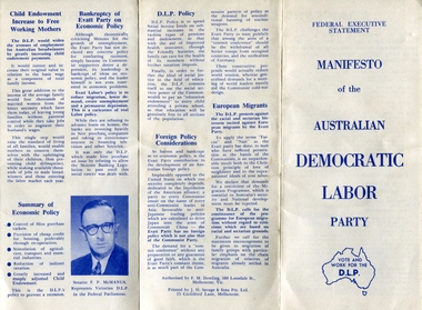 Brochure, Manifesto Australian Democratic Labor Party, c1950s