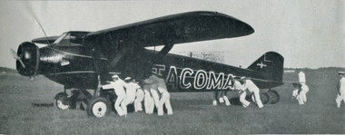 Image - Black and White, Japanese Navy Work Party assist Bromley and Gatty's Aeroplane