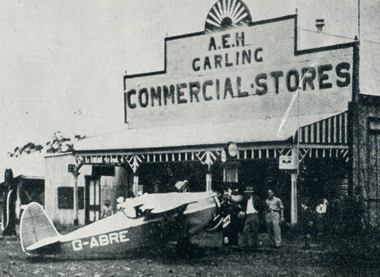 Image - Black and White, Butler refueling his Swift Aeroplane at A.E.H. Carling's Commercial Stores, Tooraweenah