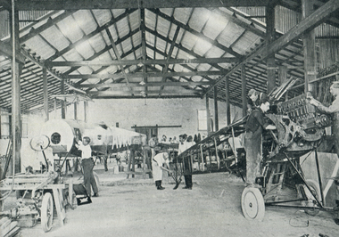 Image - Black and White, Fuselage Assembly at Mascot's First Workshop, 1920, 1920