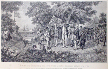 Work on paper - Image, Captain Cook Proclaiming New South Wales and British Possession, Botany Bay, 1770