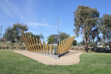 Photograph - Colour, Clare Gervasoni, Pikeman's Dog Statue in the Eureka Stockade Memorial Garden, 25/10/2018