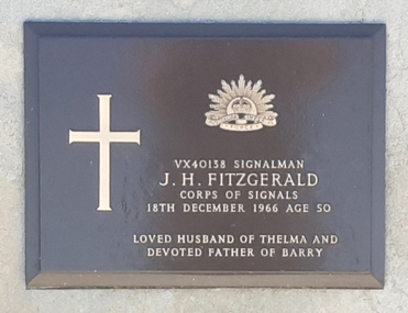 Photograph - Colour, Clare Gervasoni, Headstone of J.H. Fitzgerald, 2019, 03/01/2019