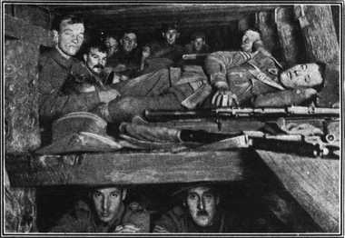Image, Close Quarters in a Deep Dug-out, c1918