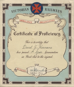Certifcate, Kinnane First Aid Certificate 1947, 1947