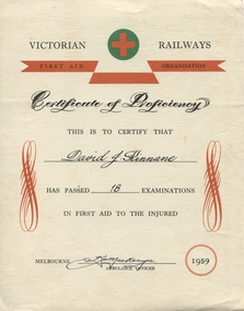 Certificate, Kinnane First Aid Certificate 1959