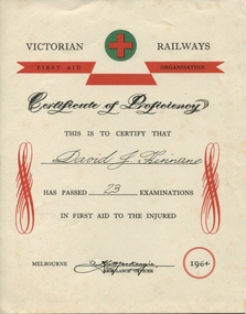Certificate, Kinnane First aid Certificate 1964