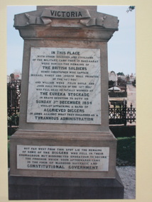 Photograph - Colour, Diggers' Monument Inscription, Ballaarat Old Cemetery, 2004, 04/08/2019