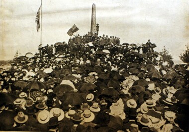 A number of people around the Eureka Stockade Memorial