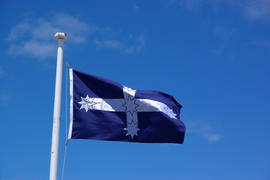 Photograph - Colour, Eureka Flag at the Ballaarat Old Cemetery, 2013, 30/11/2013