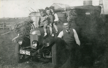 Photograph - Photograph - Black and White, Patrick Edmund Carroll's First Car, c1939