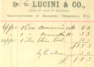 Photograph - Digital photographs, Invoice from Lucini and Co, Hepburn Springs, c1900, c1900