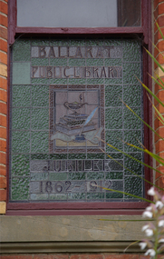 Photograph - Photograph - Colour, Clare Gervasoni, Ballarat Public Library Jubilee Stained Glass Window on the Former Ballarat East Library, 07/01/2012