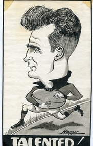 Photograph - Image, Lloyd Hagger, Jack Gervasoni football caricature by Hagger, c1954