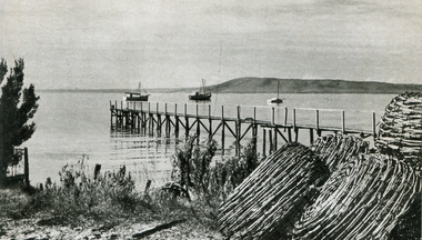 Image - Black and White, Lobster Pots at Blairgowrie, Mornington Peninsula, c1950
