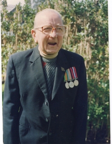 Photograph - Photograph - Black and White, Gus Gervasoni Wearing World War Two Service Medals