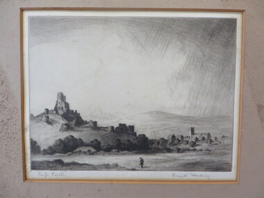 Work on paper - Artwork - Etching, Frank Harding, 'Corfe Castle' by Frank Harding, C1930