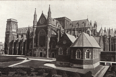 Image - Black and White, St Patrick's Cathedral Under Construction, 1897, 1887