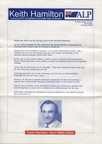 Pamphlet, Keith Hamilton Voice of the Valley ALP Morwell