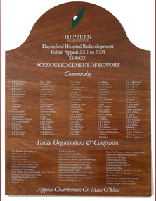 Photograph - Photograph - colour, Daylesford and District Hospital Plaques for the Redevelopment Public Appeal, 2019, 22/04/2019