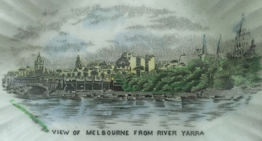 Photograph - Object, Butter Plate with "View of Melbourne from River Yarra"