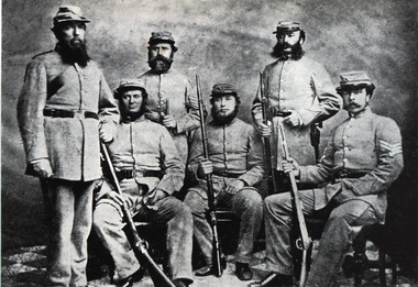 Six uniformed men of the North Melbourne Rifle Regiment