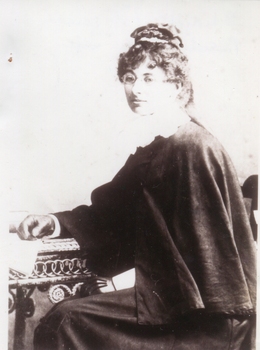 A woman at a desk