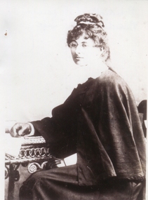 A woman at a desk