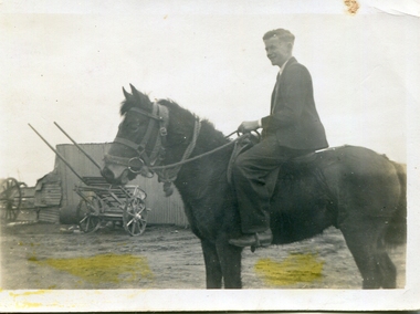Photograph - Black and White Photograph, Michael Gavin on his horse Jack