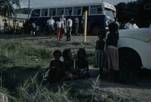 Koki is a suburb of Port Moresby, PNG. Buses such as this one were used as transport in the 1950s and 60s.